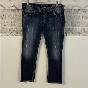 Silver Jeans Women's Dark Blue Straight Leg Frances Capri Jeans W30